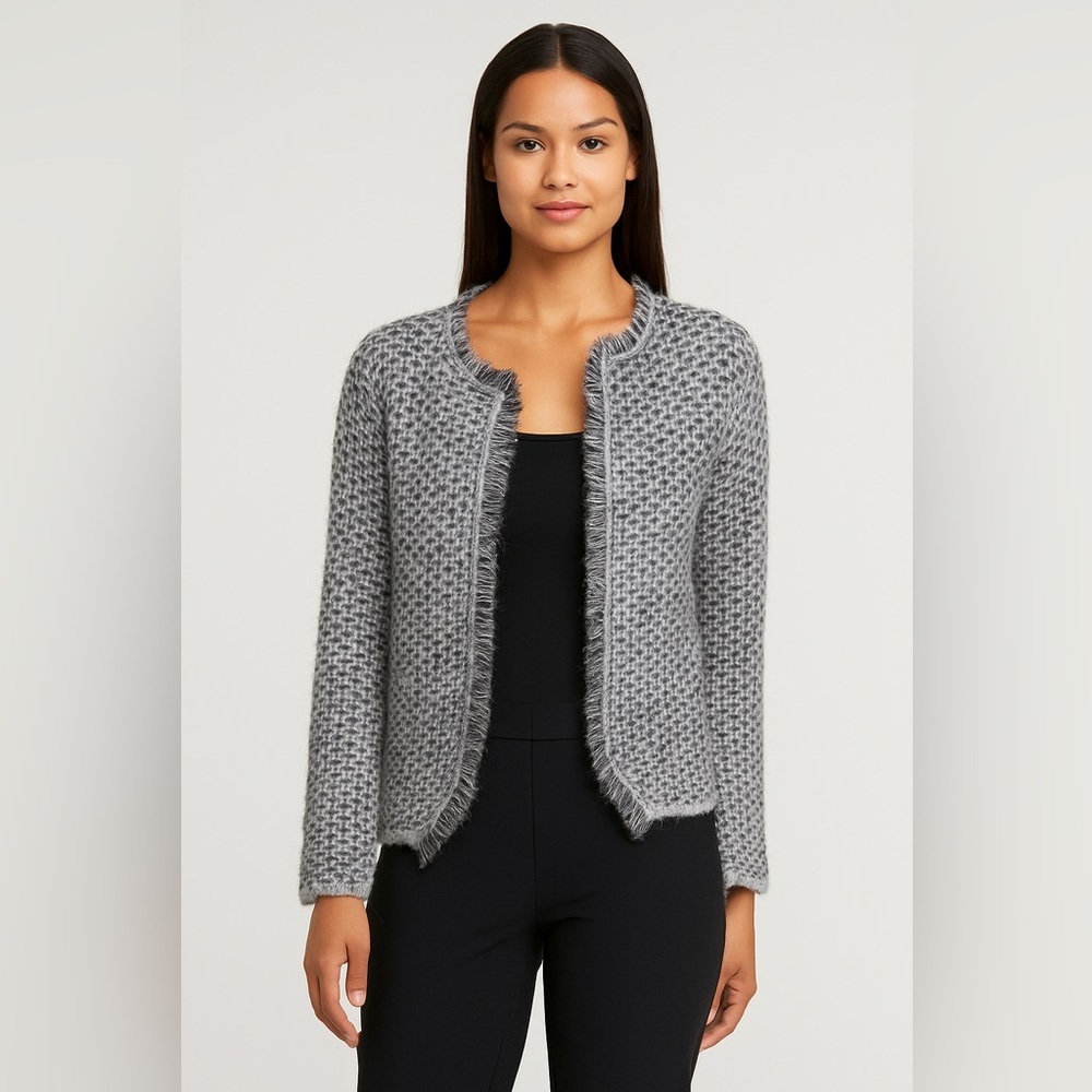 Cocogio Italy‎ Mohair/Wool Knit Open Cardigan Gray Melange , size M